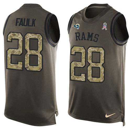Nike Rams #28 Marshall Faulk Green Men's Stitched NFL Limited Salute To Service Tank Top Jersey